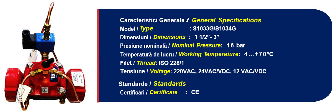 S1033G S1034G VENTILE ELECTROMAGNETIC INCENDIU